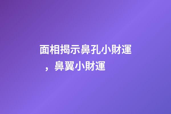 面相揭示鼻孔小財運，鼻翼小財運